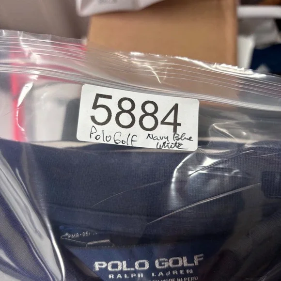 Polo Golf Ralph Lauren Polo Shirt Mens L Navy Blue White Striped Red PONY LOGO - Picture 11 of 12